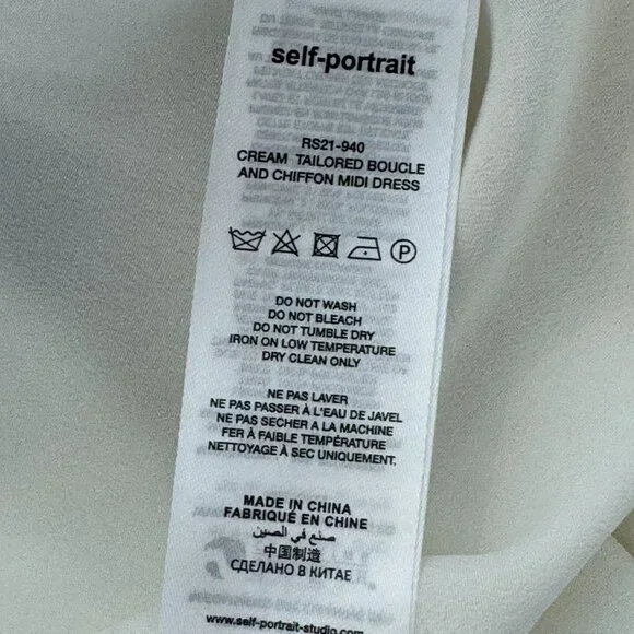 Self-Portrait Lace-Trimmed Bouclé & Chiffon Midi Dress – Size 2 - Picture 16 of 16